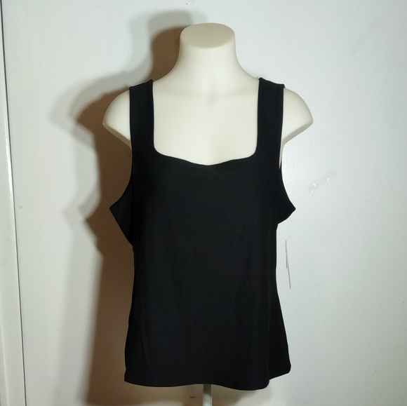 Kristin Nicole Black Clean Finish Square Neck Fitted Tank Top Sz 1X - Picture 8 of 9